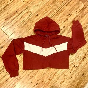Forever 21 maroon cropped hooded sweatshirt